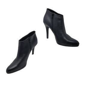 Levity Black Womens 9.5 Silver Stiletto Leather Ankle Booties City Cocktail